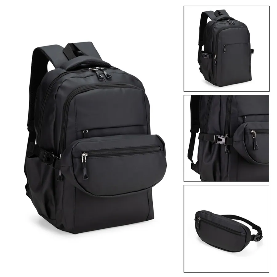 Conjunto Mochila e Pochete Couro Sintético